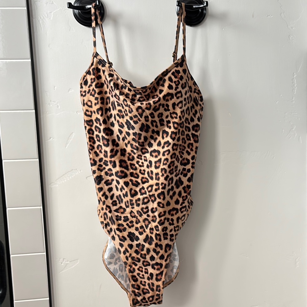 Summersalt Brown and Black One-Piece Swimsuit with Leopard Print